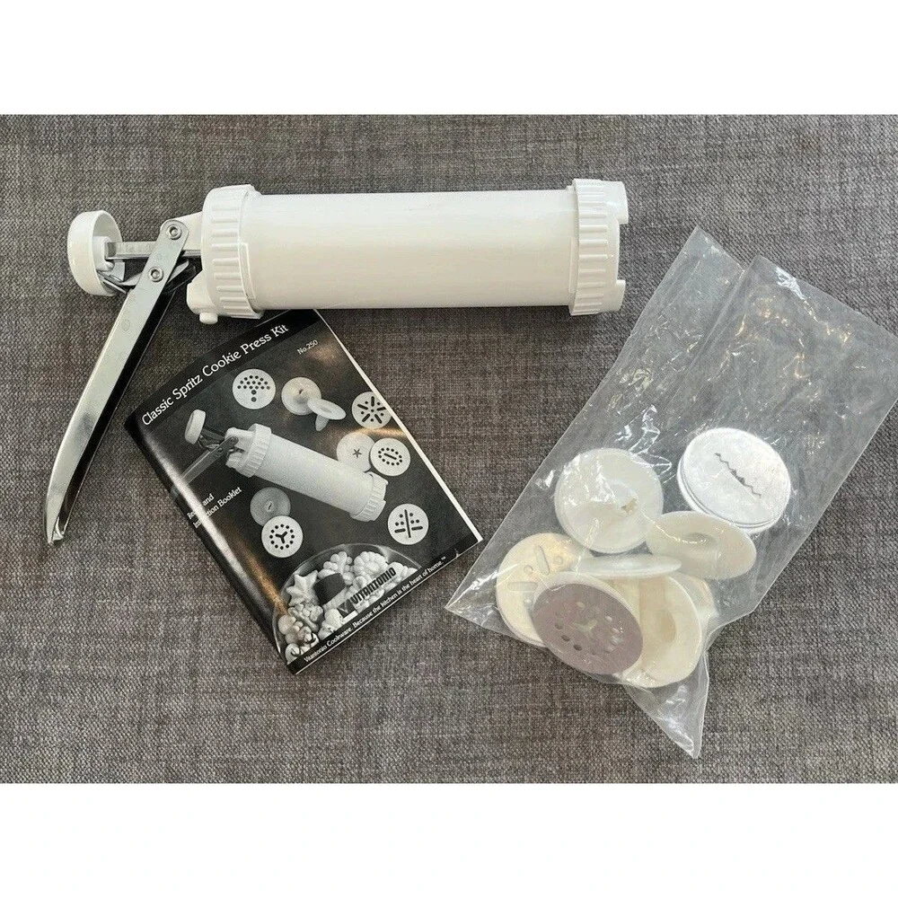 Vintage 1994 Cookie Press Kit Vitantonio Cookware 18 Pieces